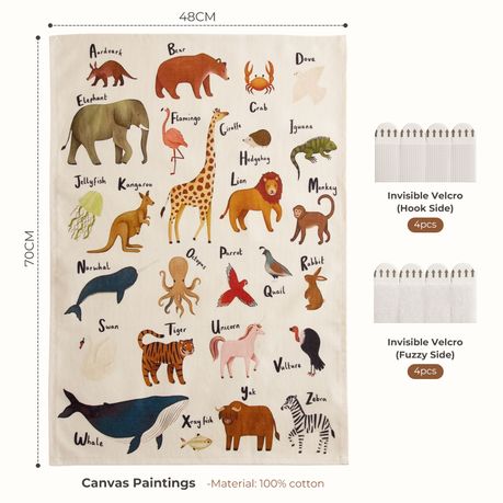 Cotton Kids Wall Poster | Alphabet Safari Animals