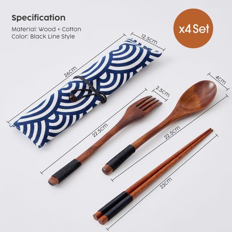 Chenshia 16pc Japanese Ramen Bowl Set 800ml & Wood Cutlery Kit