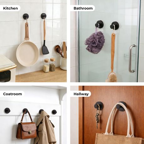 Multifunctional Stainless Steel Vacuum Bath Towel Wall Hook-4pc