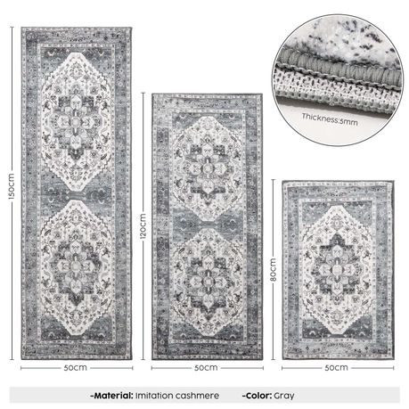 Anti-Slip Washable Kitchen Carpet Floor Mat - 3-Pack