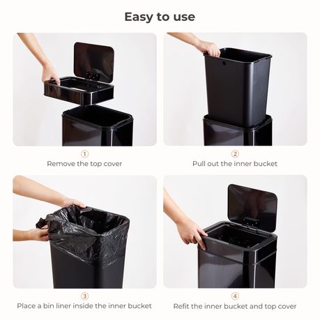 50L Stainless Steel Touchless Sensor Bin