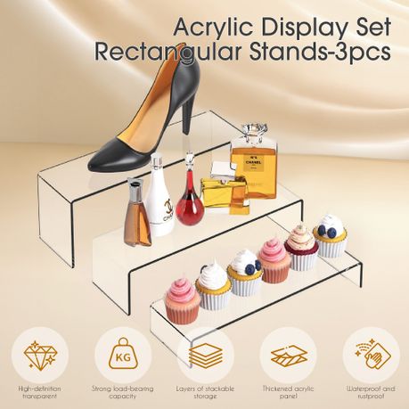 3pcs Clear Acrylic Display Riser & Perfume Organiser Cupcake Stand