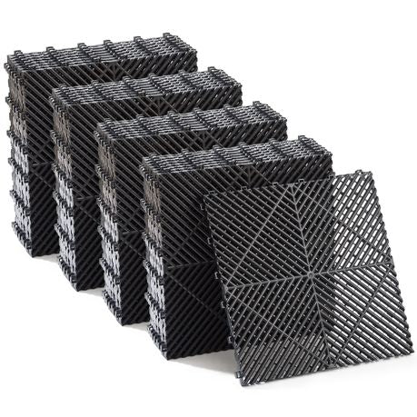 32-Piece Interlocking Garage Floor Tiles - Black