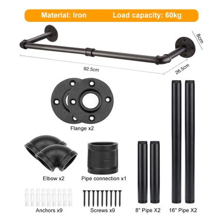 Wall-Mounted Iron Clothes Rail 92.5cm