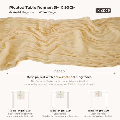 Cream Cheesecloth Table Runner (2 Piece)