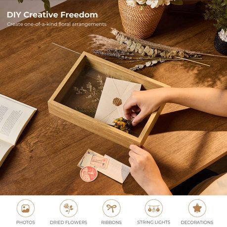 2pc A4 Double-Sided Glass Display - Light Brown