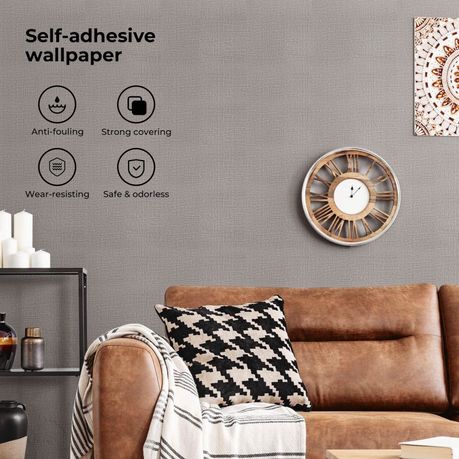 Self-Adhesive Faux Linen Wallpaper Peel and Stick PVC Wall Covering