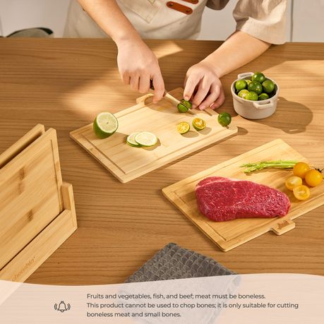 5-Piece Bamboo Chopping Board Set with Stand