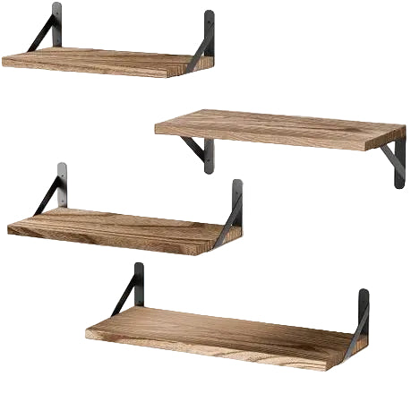 4-Pack Rustic Wooden Wall Floating Shelves - DIY Home Décor