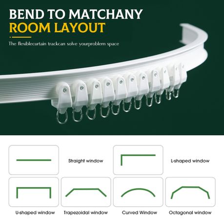 3M Flexible Bendable Curtain Rail Track - White