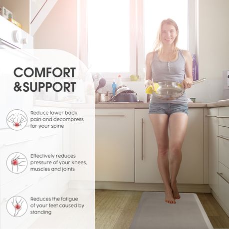 Grey Anti-Fatigue Kitchen Floor Mat 75x44cm
