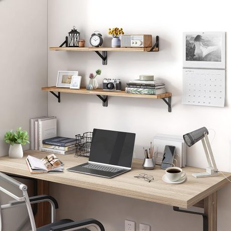 4-Pack Rustic Wooden Wall Floating Shelves - DIY Home Décor