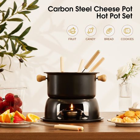 Chenshia 1.5L Fondue Set Non-Stick Chocolate & Cheese Hot Pot & 6 Fork Set