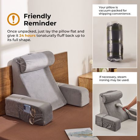 Grey Ergonomic Reading Pillow