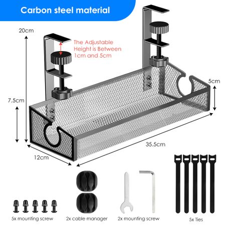 Cable Management Organizer Rack Under Desk Tray Cord Organizer