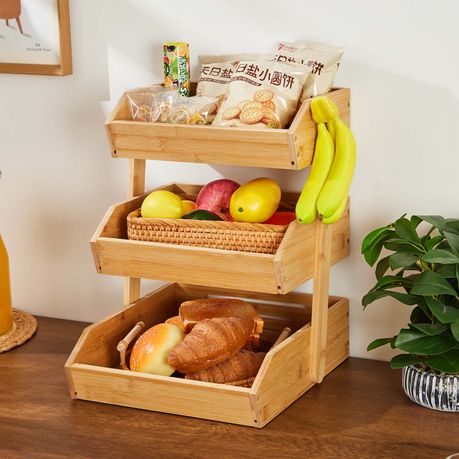 3-Tier Bamboo Kitchen Countertop Food Storage Organiser