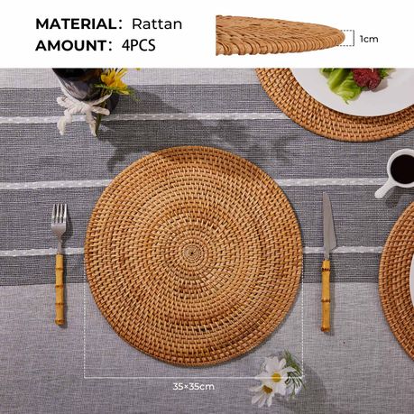 40cm Boho Handwoven Round Placemats- 4 Pack