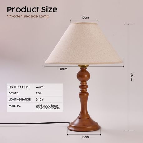 Wooden Bedside Lamp Pack with Lamp Shade