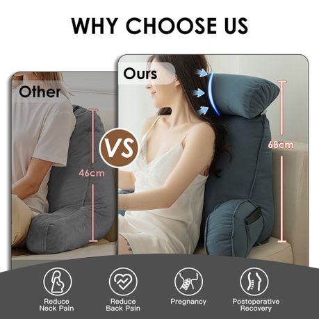 Bed Reading Pillow with Arm Support & Side Pockets