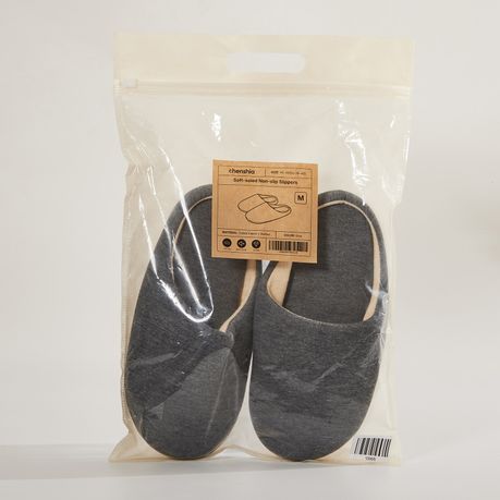 Memory Foam Cotton Slippers Grey Anti-Slip Indoor Comfort - Unisex