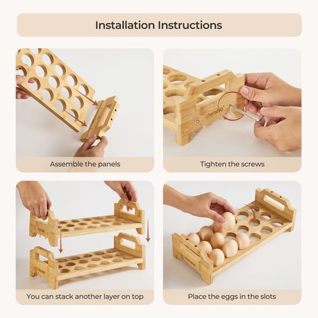 Bamboo Egg Holder Rack | 18 Egg Holder