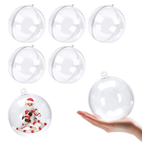 Clear Transparent Christmas Tree Baubles | Set of 5 | 9 cm
