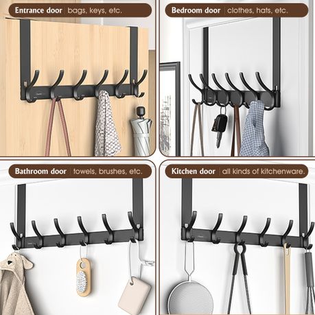 12 Heavy Duty Carbon Steel Hooks - Coat Organizer Rack