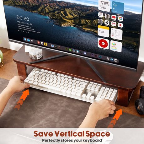 Chenshia Ergonomic Wood Desktop Computer Monitor Riser Stand Laptop Stand