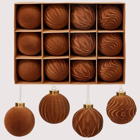 Chenshia 12Pc Velvet Pendant Decor Ball Shatterproof Ball Ornament Set