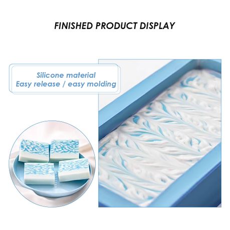 Chenshia 2-Piece Rectangular Silicone & Wood Soap Making Moulds&Soap Cutter - Blue