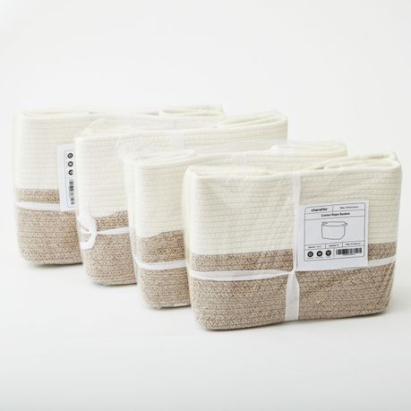 Chenshia 4Pc 19L Cotton Woven Storage Basket Cosmetic&Towel Organiser Bins