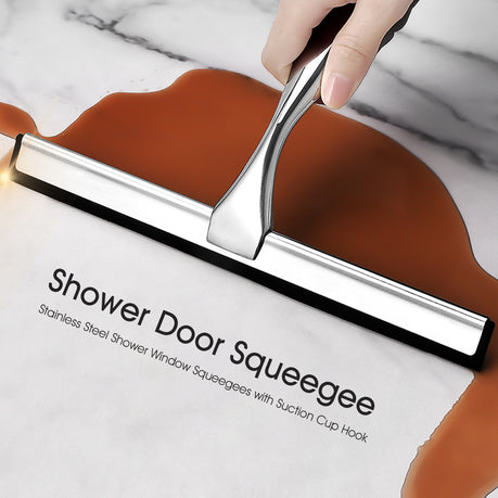 Shower Squeegee Stainless Steel Glass Cleaner Wiper