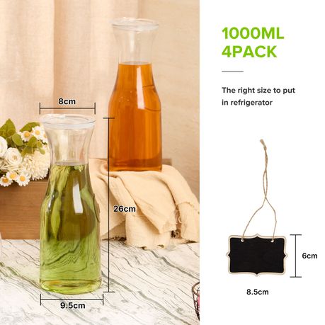 1L Glass Carafe Set - 4 Pack