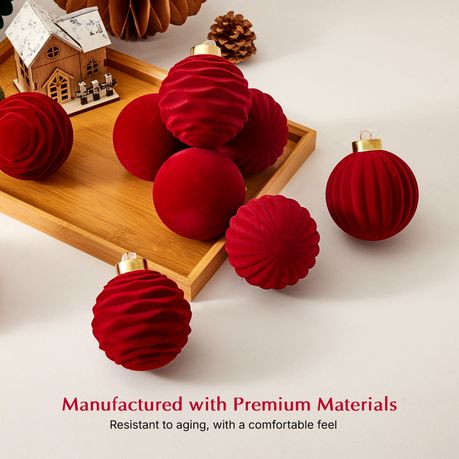 Chenshia 12Pc Velvet Pendant Decor Ball Shatterproof Ball Ornament Set