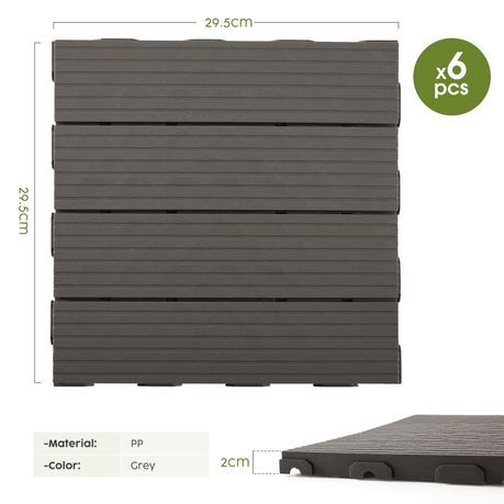 Chenshia 6PC DIY Eco Friendly Interlocking Deck Tile Outdoor Patio Flooring