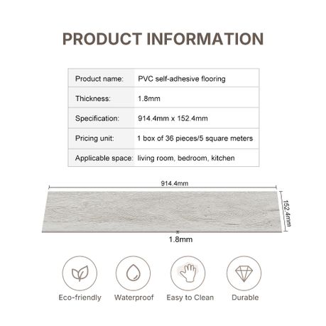 Vinyl Flooring Planks 36Pc Waterproof Self-Adhesive Tiles