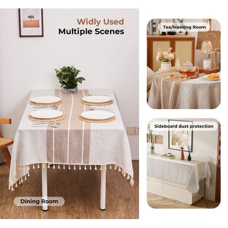 Tassel Tablecloth Waterproof Anti Wrinkle Dining Cover Cloth