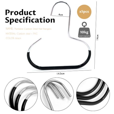 Stainless Steel Wall Hat Rack and Organiser Hooks Set