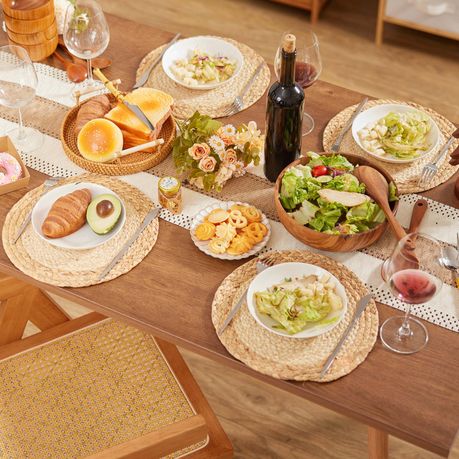 Chenshia 30cm Round Natural Woven Placemats - 6 Pack