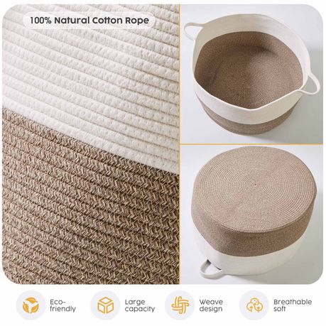 90L Cotton Rope Laundry Basket - White