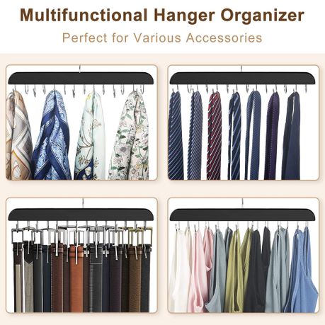 Wooden Belt Hanger with 14 Hooks (2 Piece)