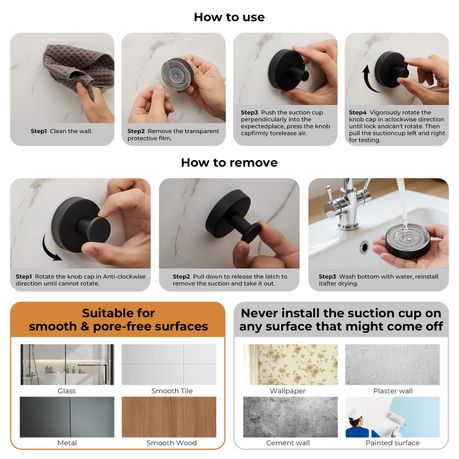 4-Pack Vacuum Suction Cup Towel Hooks