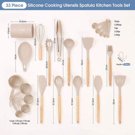 33Pc Silicone Kitchen Utensils Set - Non-Stick & Heat Resistant