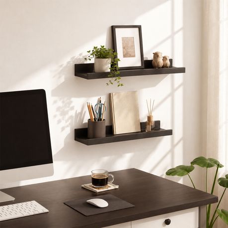 Paulownia Wood Floating Wall Shelves (Set of 6)