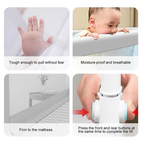 Adjustable Baby Safety Bed Rail with Anti-Fall Locks - Medium
