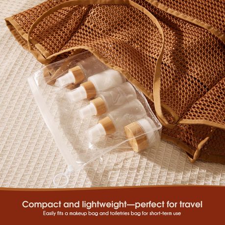 Bamboo Glass Cosmetic Containers Travel Skincare Toiletry Bottle Kit