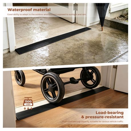 Self-Adhesive Rubber Threshold Ramp Wheelchair Assistant Ramp - 1m