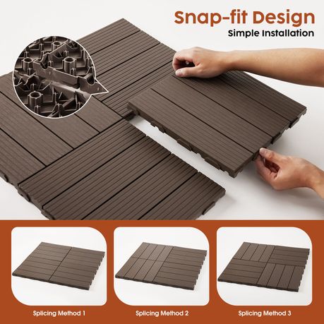Chenshia 6PC DIY Eco Friendly Interlocking Deck Tile Outdoor Patio Flooring