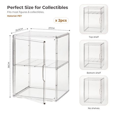 Acrylic Collectible Display Case with Magnetic Door| 2-Pack