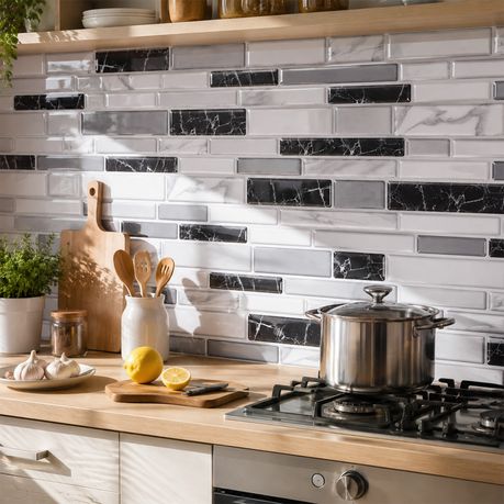 Peel and Stick 3D Mosaic Wall Tiles | 10 Sheets | 30 × 30 cm